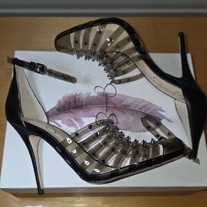 Jessica Simpson Black and Clear Strappy Heels